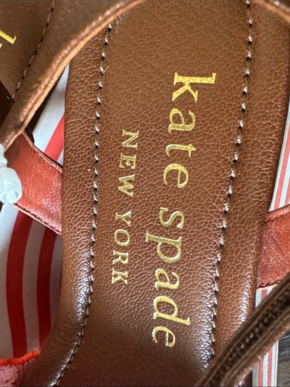 kate spade Pink and Brown Striped High Rise Platform